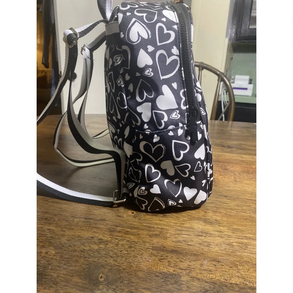 Brighton Love Brighton Heart Print Backpack Black White Nylon Mini Bookbag